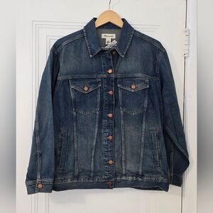 Madewell Button-Front Denim Jacket in Charleston Wash Size L, NWT, 100% Cotton